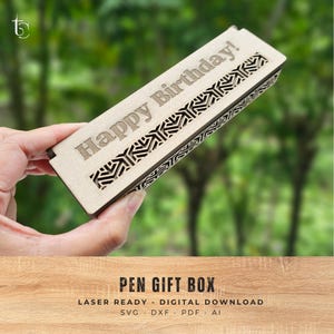 Laser Cut Stift Geschenkbox: Geometrisches Design SVG Vorlage (Digitaler Download, xTool M1 getestet)