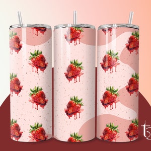 Strawberry Tumbler Sublimation Design: 20 oz Skinny Wrap (Digital Download)