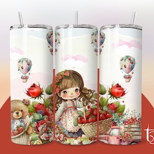 Strawberry Girl 20oz Tumbler Sublimation Design (Straight & Tapered)