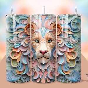 Dreamy Lion Paper Quill 20 Oz skinny tumbler wrap tapered straight template digital download sublimation graphics