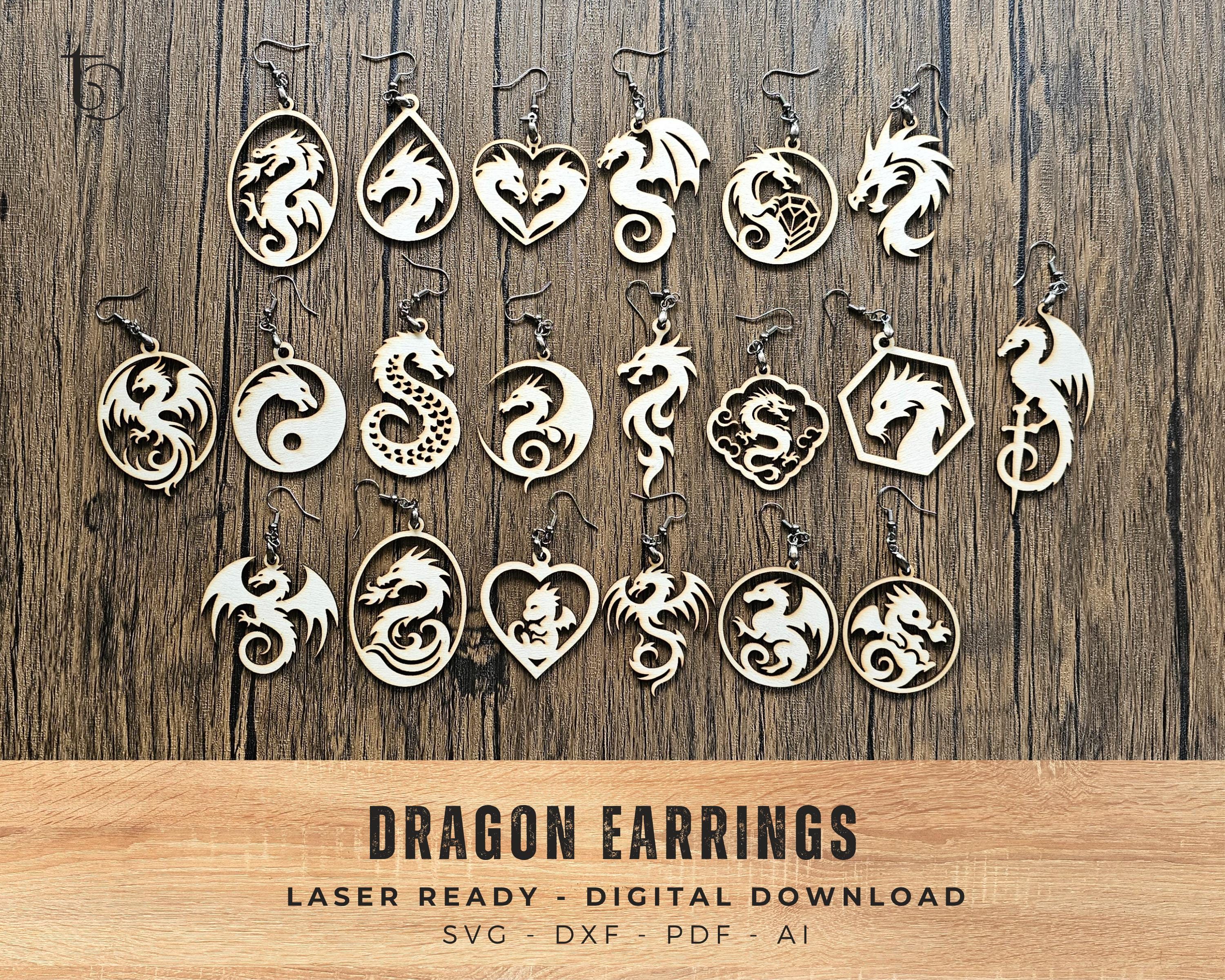 Dragon Stainless Steel Stud Earrings Gold