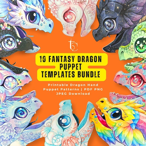 Puppet Dragons Template - Etsy