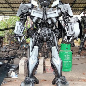 Handcrafted Sculpture - Artwork - Welded Metal Parts - Recycled Mechanics - Transformers Character