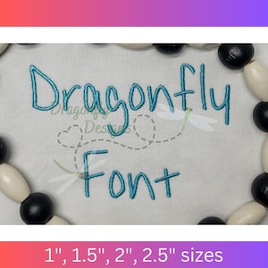 Machine embroidery font vintage style satin stitch handwritten font children shirt manuscript cursive