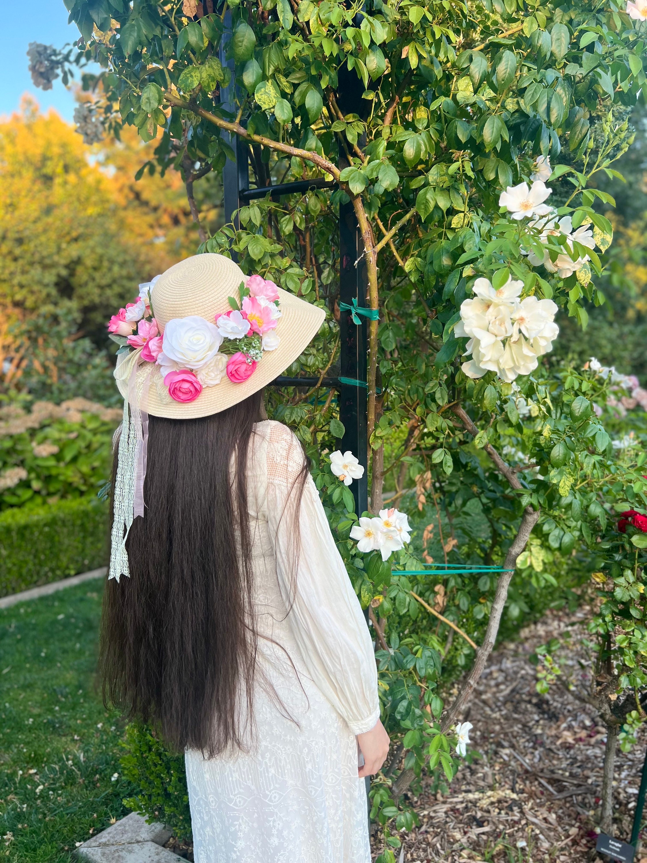 Barbara Ellen Floral Ribbon Bowler Sun Hat Pink‎ Women One Size Zinnia Sun Hat for Little Girls - Coral Grosgrain Ribbon  main image 3