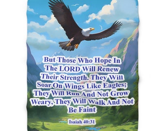 Renew in Faith Isaiah 40:31 Bible Verse Blanket - Cozy Christian Throw for Comfort and Inspiration