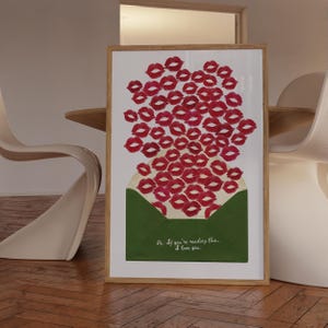Impressão PS Eu te amo, Arte de parede da moda, Impressão de uma carta de amor, Cartazes de moda, Citação de amor, Arte de parede romântica, Impressão de beijos, Cartaz Eu te amo