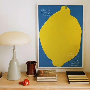 Cuando la vida te da limones Impresión de cocina, arte de pared de comida de limón, póster de carrito de bar, arte de pared de moda de cena de cocina de comida, impresión DESCARGA INSTANTÁNEA