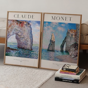 Claude Monet Entretat Digital Prints, Set of 2 Posters , Retro Vintage Prints ,Modern Wall Art, Vintage Funky Gallery Wall Art, Ocean Prints