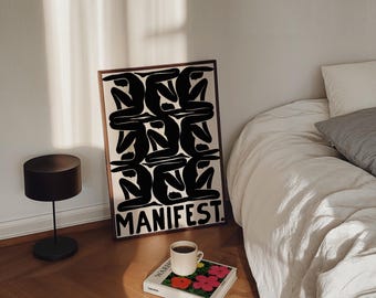 Manifest Poster, Affirmation Print, Motivational Wall Art, Aesthetic wall decor, Typography print, Meditation room art, Large wall prints