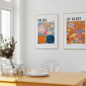 Hilma Af Klint Bundle Digital Prints, Set of 2 Posters , Retro Vintage Prints ,Modern  Gallery Wall Art, Aesthetic Blue & Orange Prints