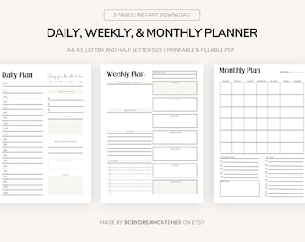 Month at a Glace Printable Planner Pages Downloadable - Etsy