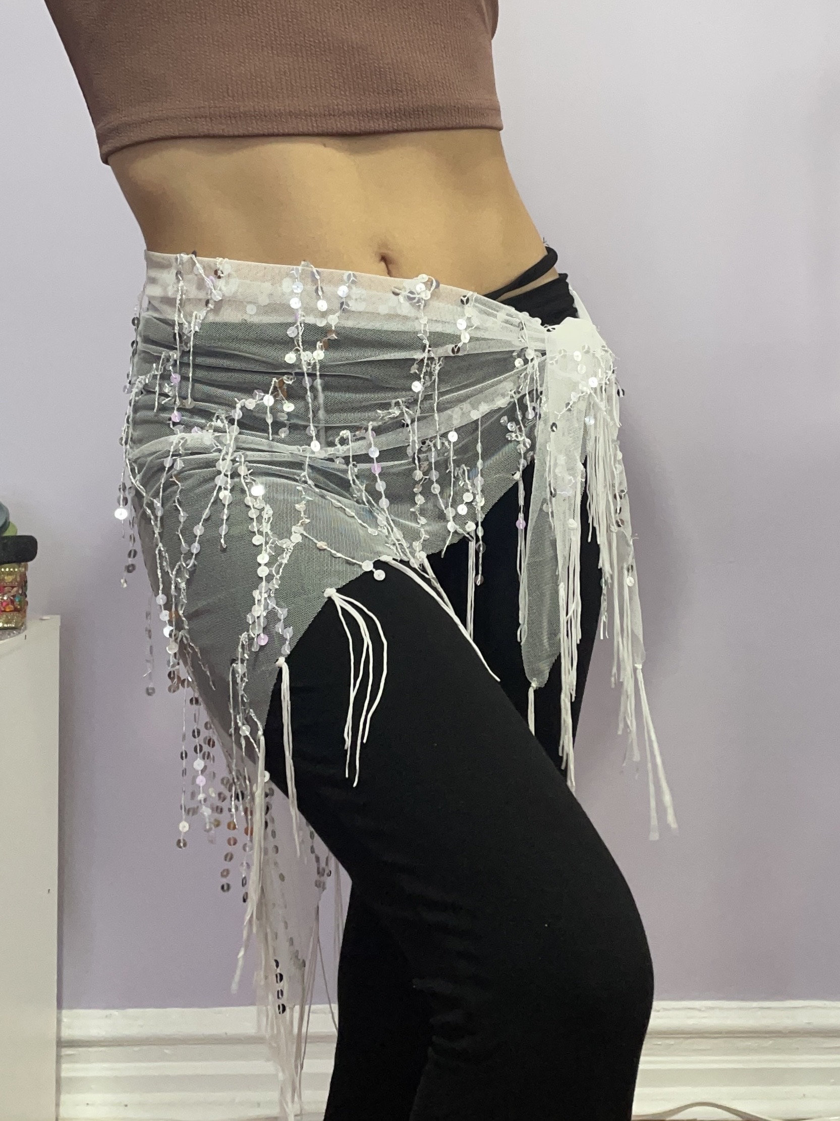 Belly Dance Costume,Wrap Skirt,Fringe Skirt,[Yellow] Shining