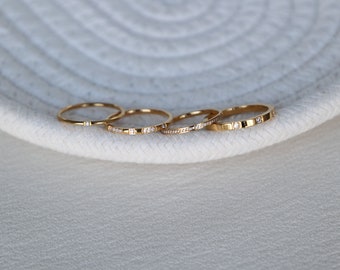 18K Gold Filled Dainty Ring, Eternity Band Ring, Promise Ring, Minimalist Simple Engagement Wedding Ring, Waterproof Zircon Stone Thin Ring