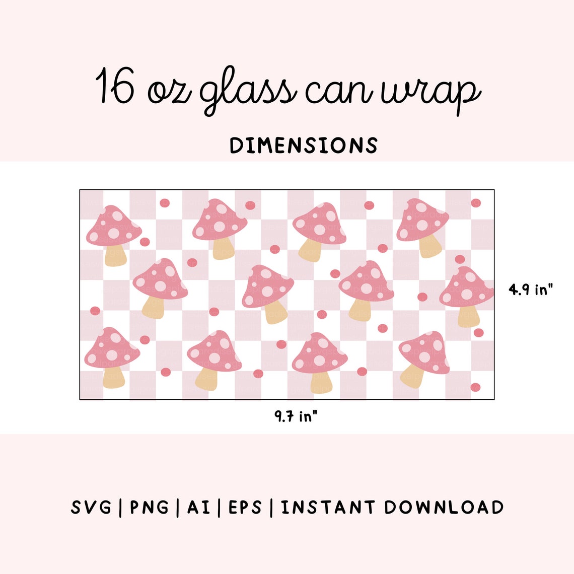 Pink Checkered Libbey Glass Wrap Bow Beer Can Glass SVG Cottage Core ...
