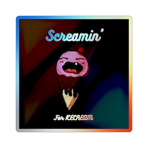 Holographic Stickers, Cute Funny Spooky Ice Cream Baby Die-cut Stickers, Holographic Sticker Set for Halloween, Screamin&#39; for Icecream