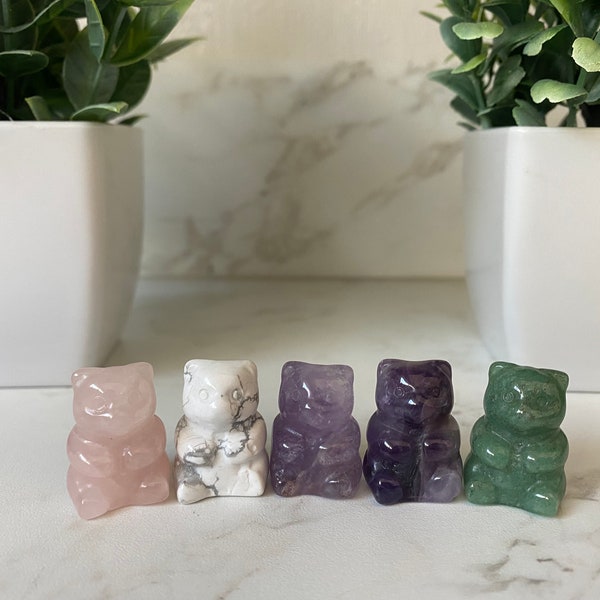 Gummy Bear / Cute Bear Crystal Carving *You Choose* Rose Quartz Howlite Amethyst Dream Amethyst Green Aventurine l Natural Crystal Carving