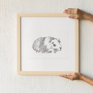 Digital Download Printable Wall Art Guinea Pig Sketch