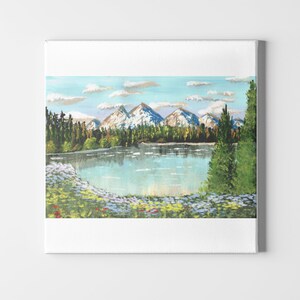 Printable Wall Art Mountain Landscape Gouache Painting