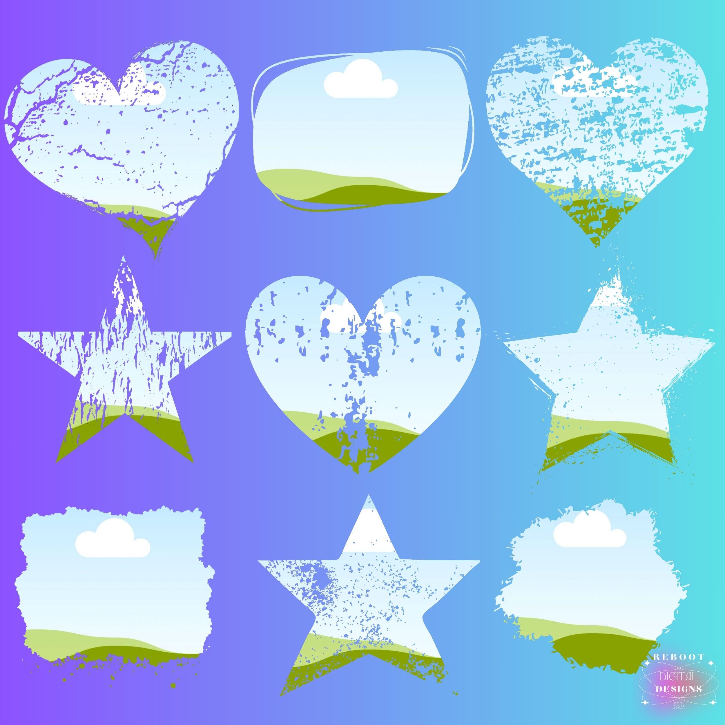 Canva Frames Bundle, 45 Distressed Textures Bleach Effect Photo Frames ...