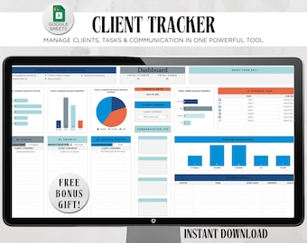 Client- en taaktracker Businessplanner-spreadsheet | CRM-communicatielogboek en leadtracker voor klantbeheer | Google Spreadsheets