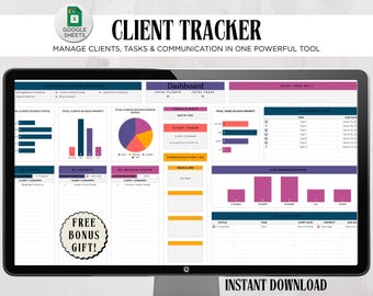 Client- en taaktracker Businessplanner-spreadsheet | CRM-communicatielogboek en leadtracker voor klantbeheer | Google Spreadsheets