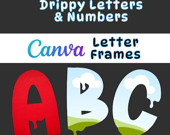 Canvas doodle lettertypelijsten | Bewerkbare sjabloon voor alfabetten en cijfers | Letters slepen en neerzetten voor sublimatie, POD en knutselprojecten