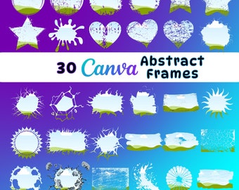 Canvaslijsten met verweerd bleekeffect | 30 abstracte fotolijstsjablonen | Slepen en neerzetten voor kleine bedrijven, sociale media