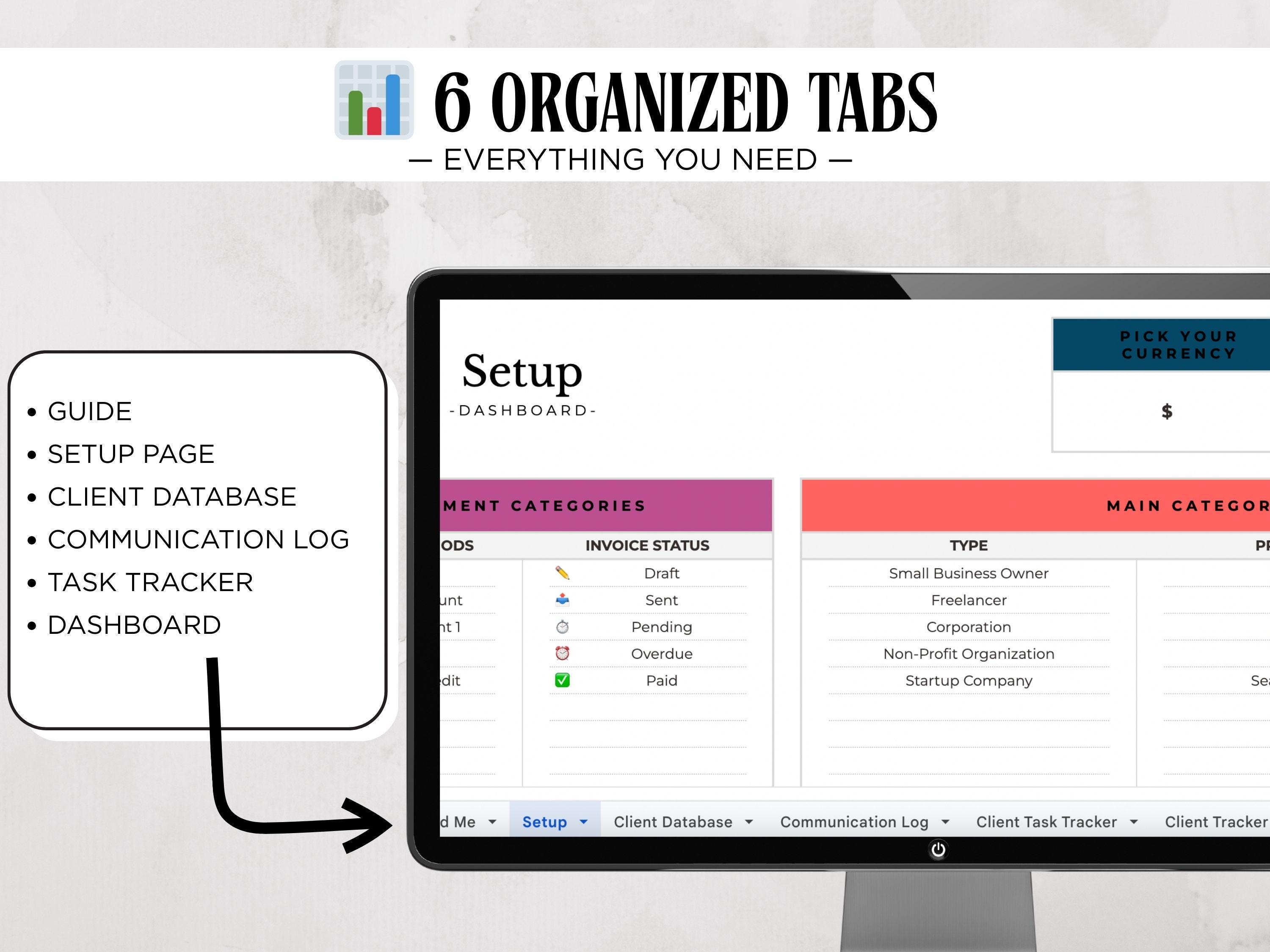 Client Task Log Client & Task Tracker Business Planner Spreadsheet | CRM Communication ...