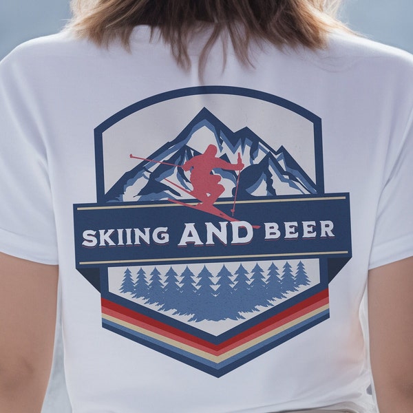 Skiing and Beer T-Shirt/Skiing T-Shirt/Beer T-Shirt/Skiing/Beer/Outdoors/Mountains/Mountain Wear/Mens/Womens/Ski Gift/Snow/Winter/Sports