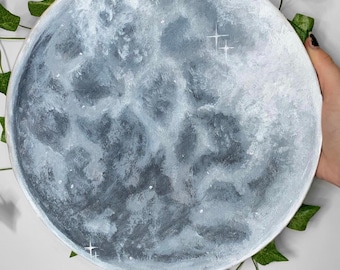 Original acrylic moon painting round 30cm canvas