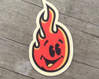 FireKing Grill Sticker | Fireball Retro Cartoon  | Die Cut Vinyl Decal | Waterproof | Durable | Gift for Laptops, Water Bottles, Phones