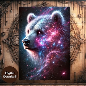 Bear Power Animal Portrait: Shamanic Spirit Cosmic Art - Digital Download