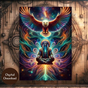 Eagle Shamanic Guide Portrait: Mystical Spirit Art - Digital Download