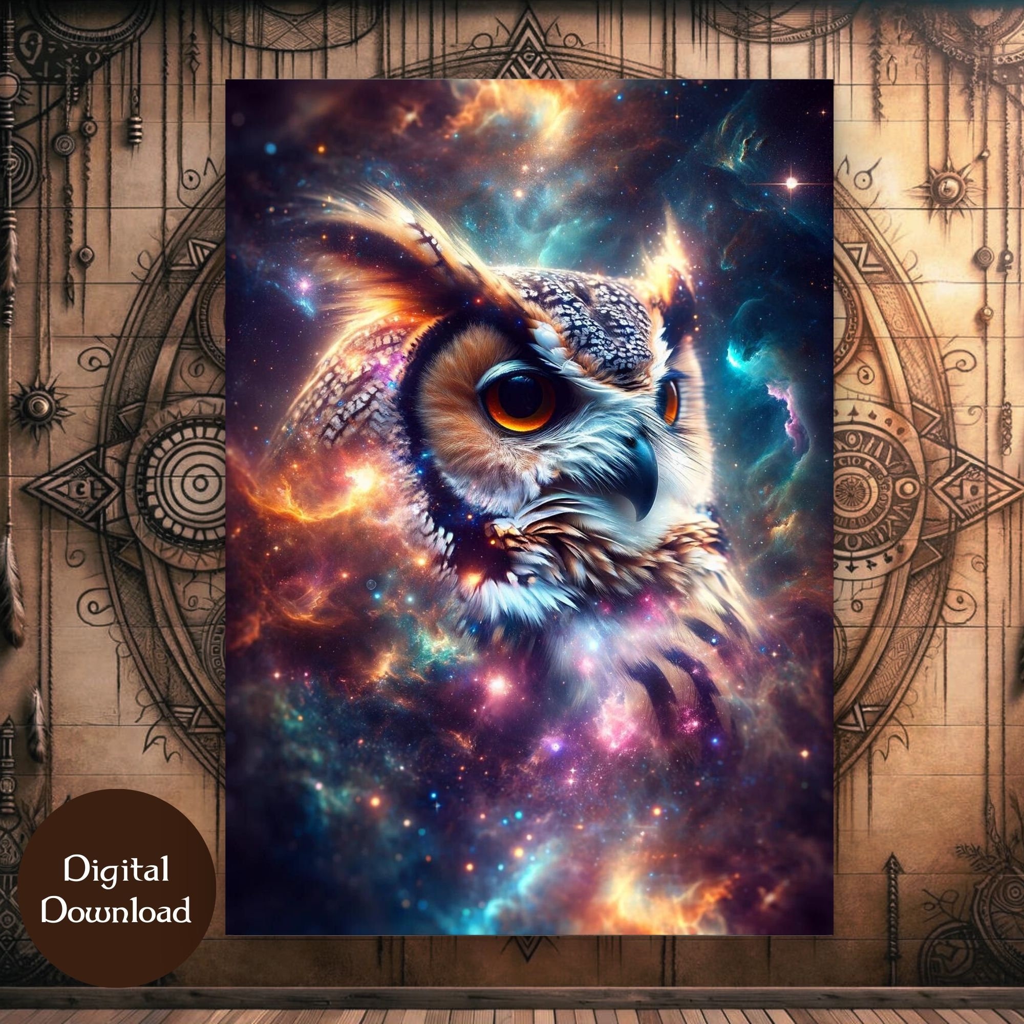 Owl Power Animal Portrait: Shamanic Spirit Art - Digital Download