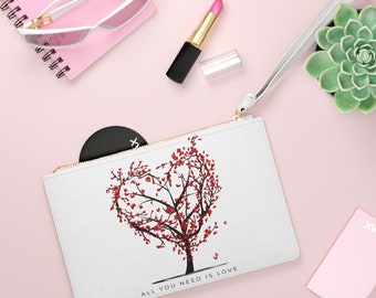 Clutch Bag with Proverbs 31:26 on the back All You Need is Love Heart Tree