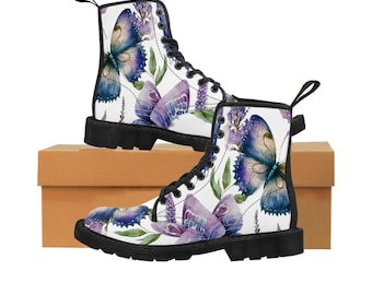 Women's Canvas Boots - All-over butterfly print will soon become your favorite boots to wear