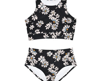 Sporty Bikini Set with all-over daisy design