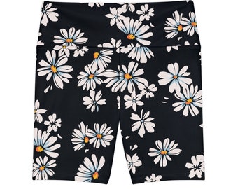 Women's Workout Shorts with all-over daisy design