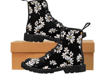 Women's Canvas Boots - All-over Daisy print will soon become your favorite go to boots