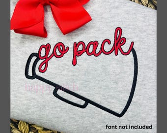 Open megaphone satin outline embroidery design, instant download