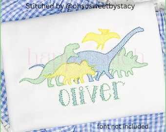 Dinosaur embroidery design, dino stampede sketch embroidery design, sketch embroidery, instant download