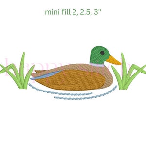 Mallard duck mini fill embroidery design, machine embroidery design, instant download