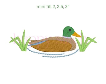 Mallard duck mini fill embroidery design, machine embroidery design, instant download