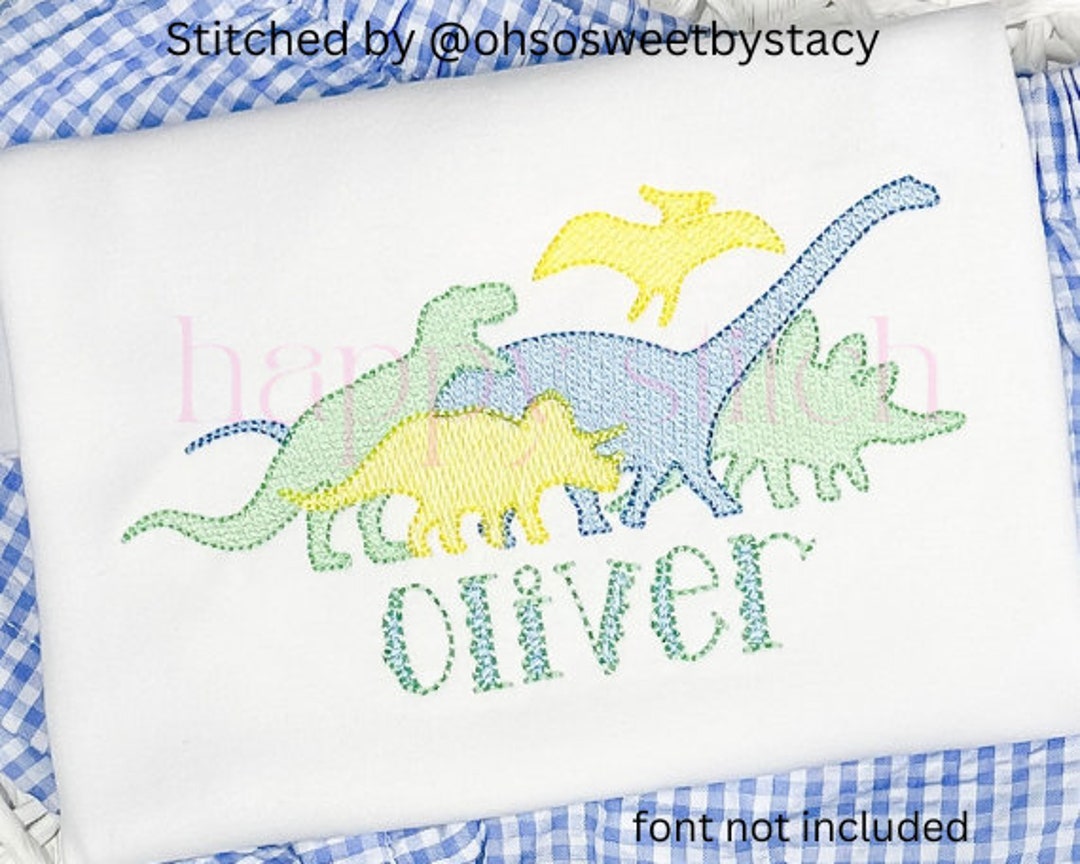 Dinosaur Embroidery Design, Dino Stampede Sketch Embroidery Design ...