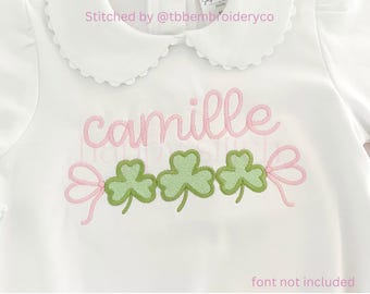 Shamrock fill trio straight swag with side bows embroidery design, St. Patrick's Day embroidery design, instant download
