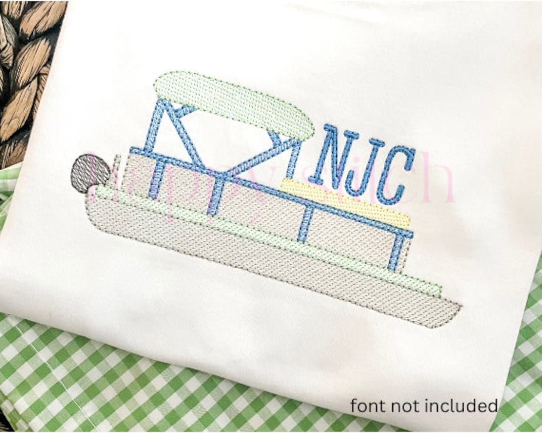 Pontoon Boat Sketch Embroidery Design, Instant Download - Etsy