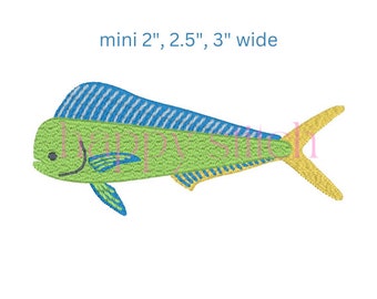 Mahi Dolphin Fish Embroidery Design, Mini Pocket Size (Digital Download)