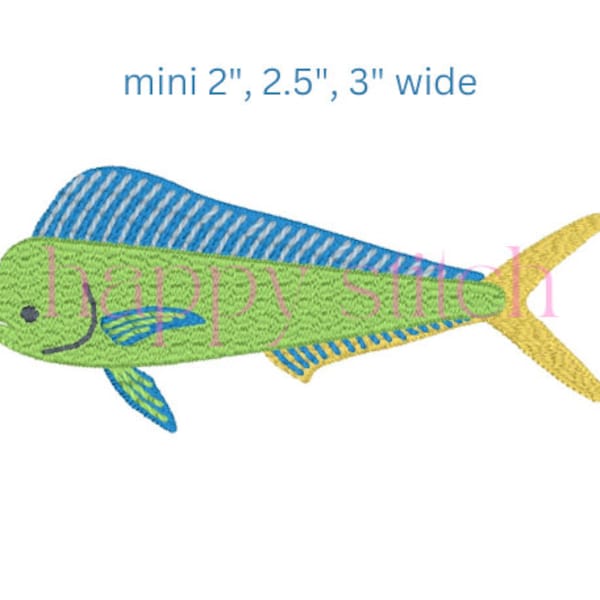 mahi dolphin fish embroidery design mini, mahi mahi machine embroidery design, polo shirt or pocket embroidery