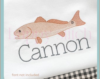 Red drum sketch embroidery design, Red fish, channel bass, puppy drum, spottail bass, ocean fish, sketch embroidery, instant download
